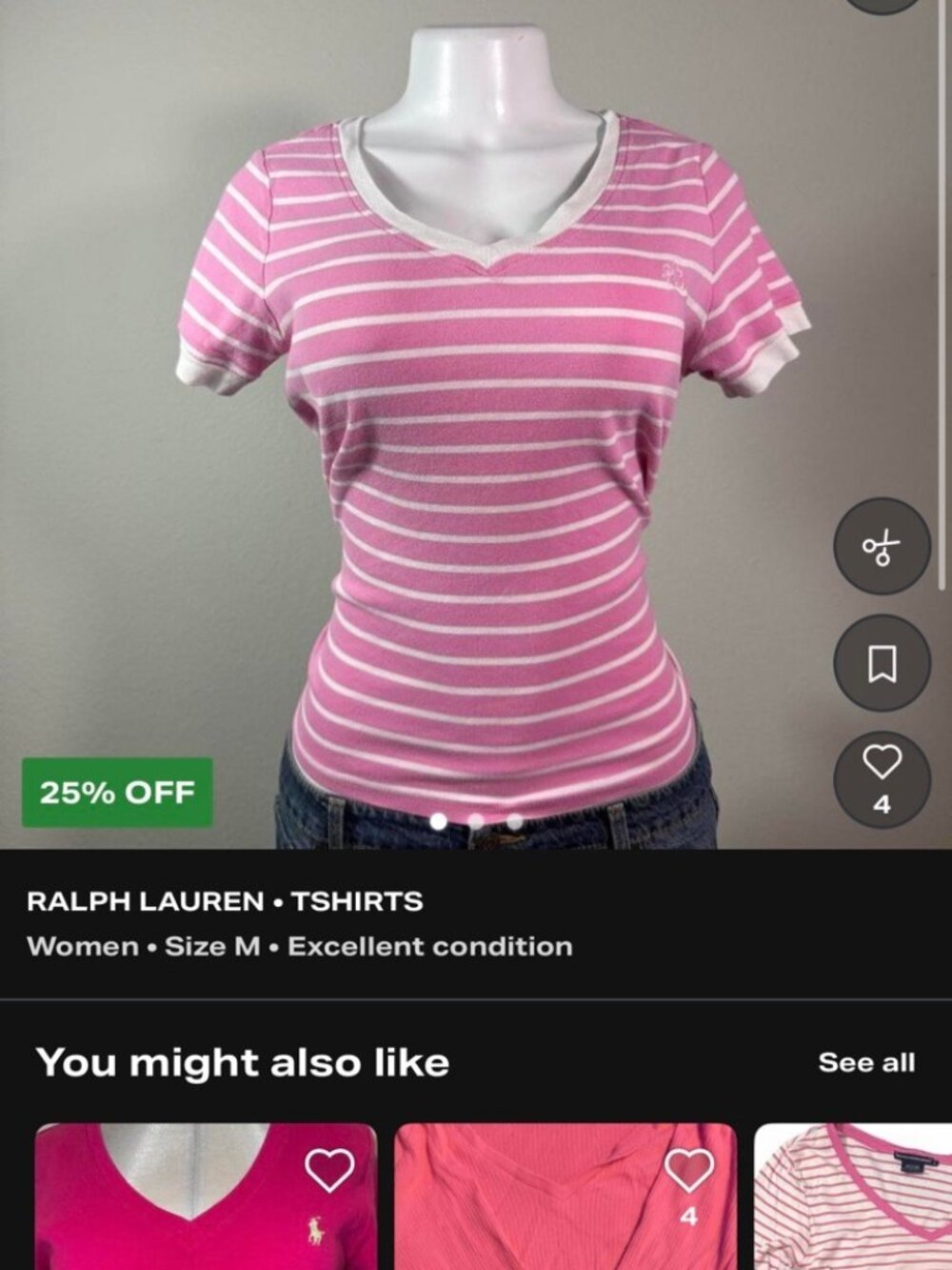 RALPH LAUREN pink and white striped short sleeve baby tee